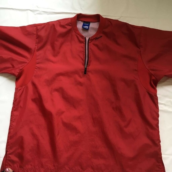 Mizuno Men 1/4 Zip Up Windbreaker Red Sz 38-40M - Picture 8 of 8